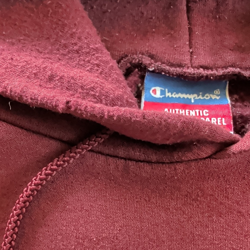 MIT Champion Hoodie Size XL Stitch Maroon Vintage Y2K Authentic Athletic Apparel - Picture 8 of 15
